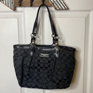 coach purse black signature pattern